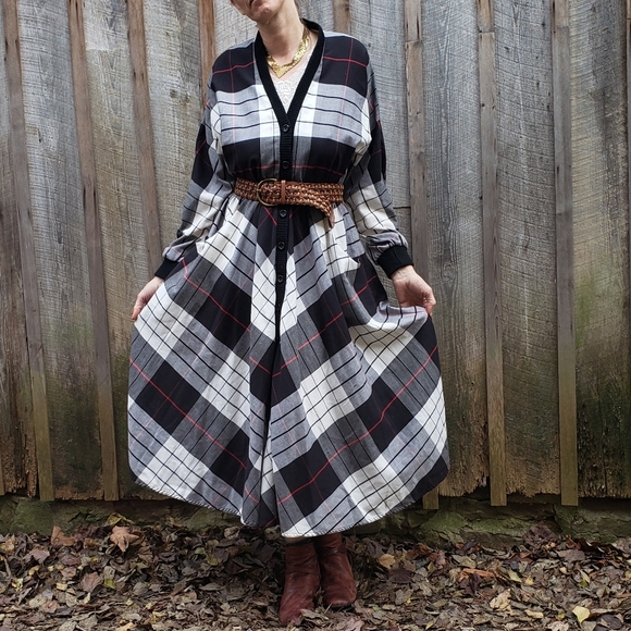 VTG Ronnie Heller for MJ Large Print Plaid Dress - Picture 6 of 12